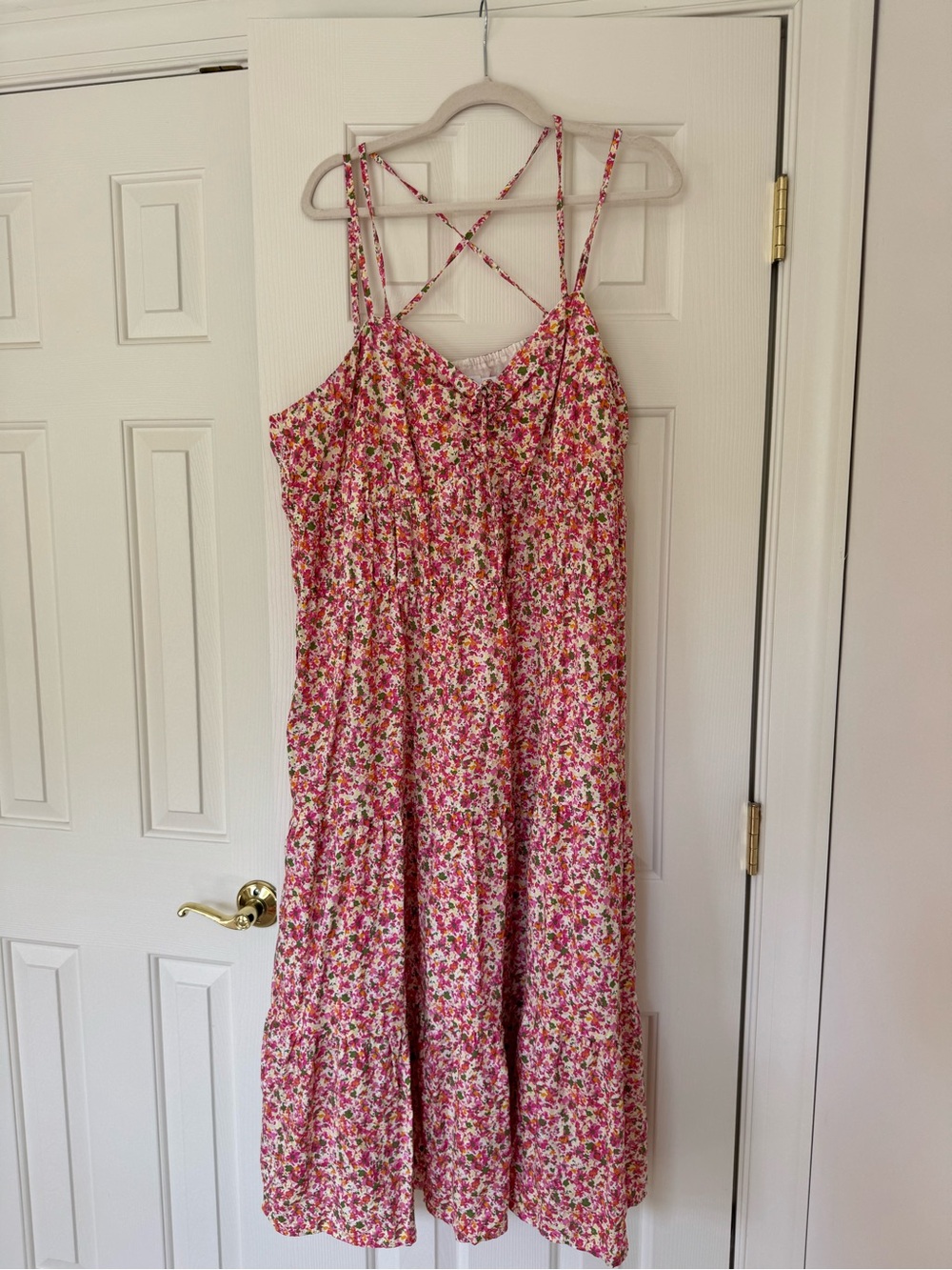 Floral Pink Strappy Summer Maxi Dress